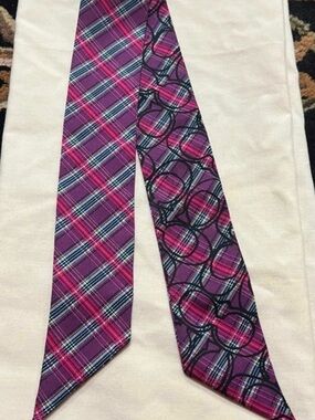 Coach Purple & Pink Silk Patterned Tie